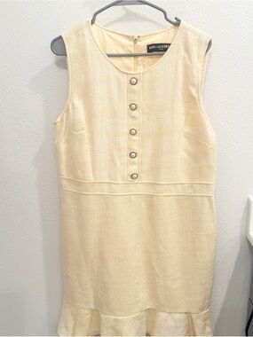 Karl Lagerfeld Pale Cream Sleeveless Shift Dress with Pearl Buttons